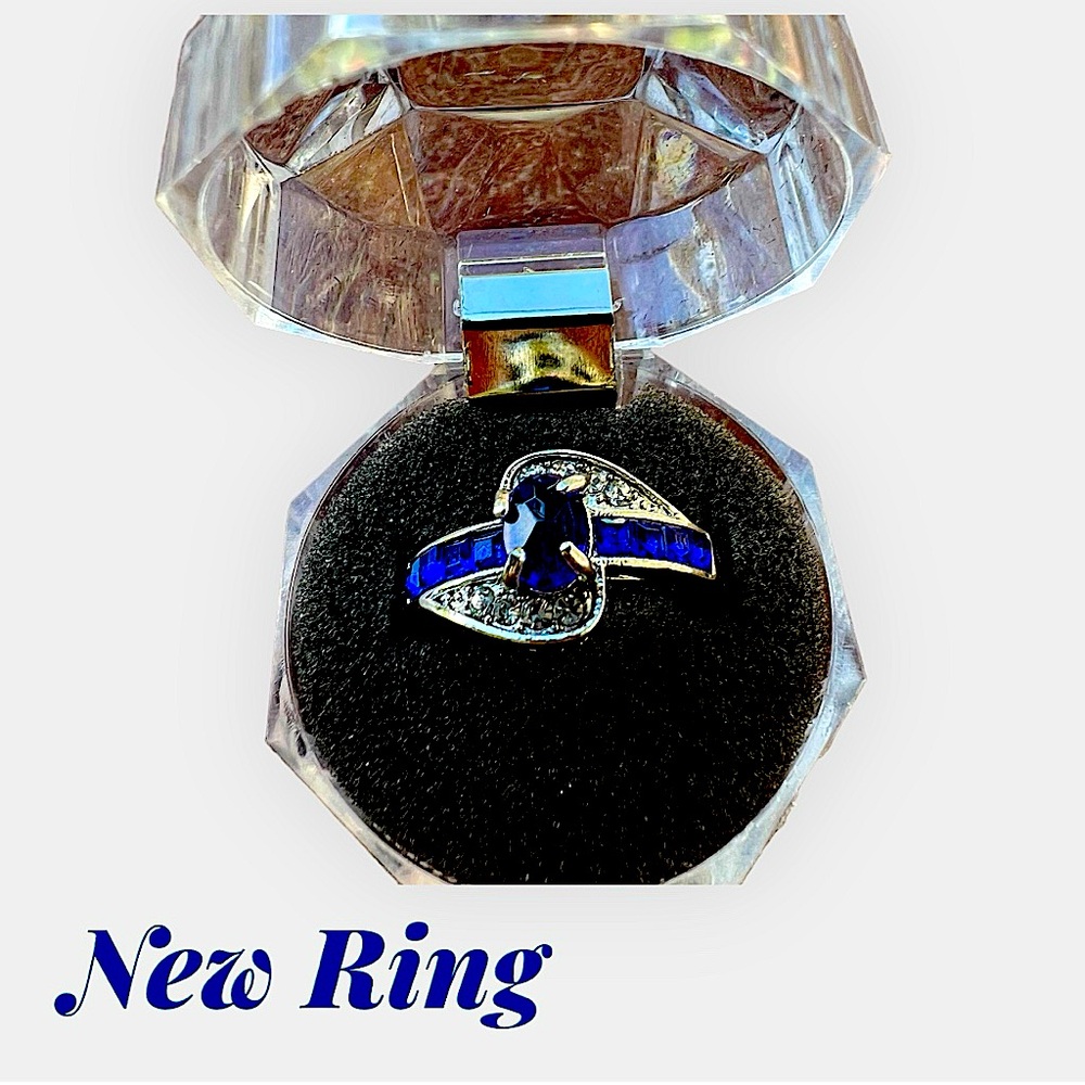 New Silver Blue Ring ~ Sizes 6 X 2 rings